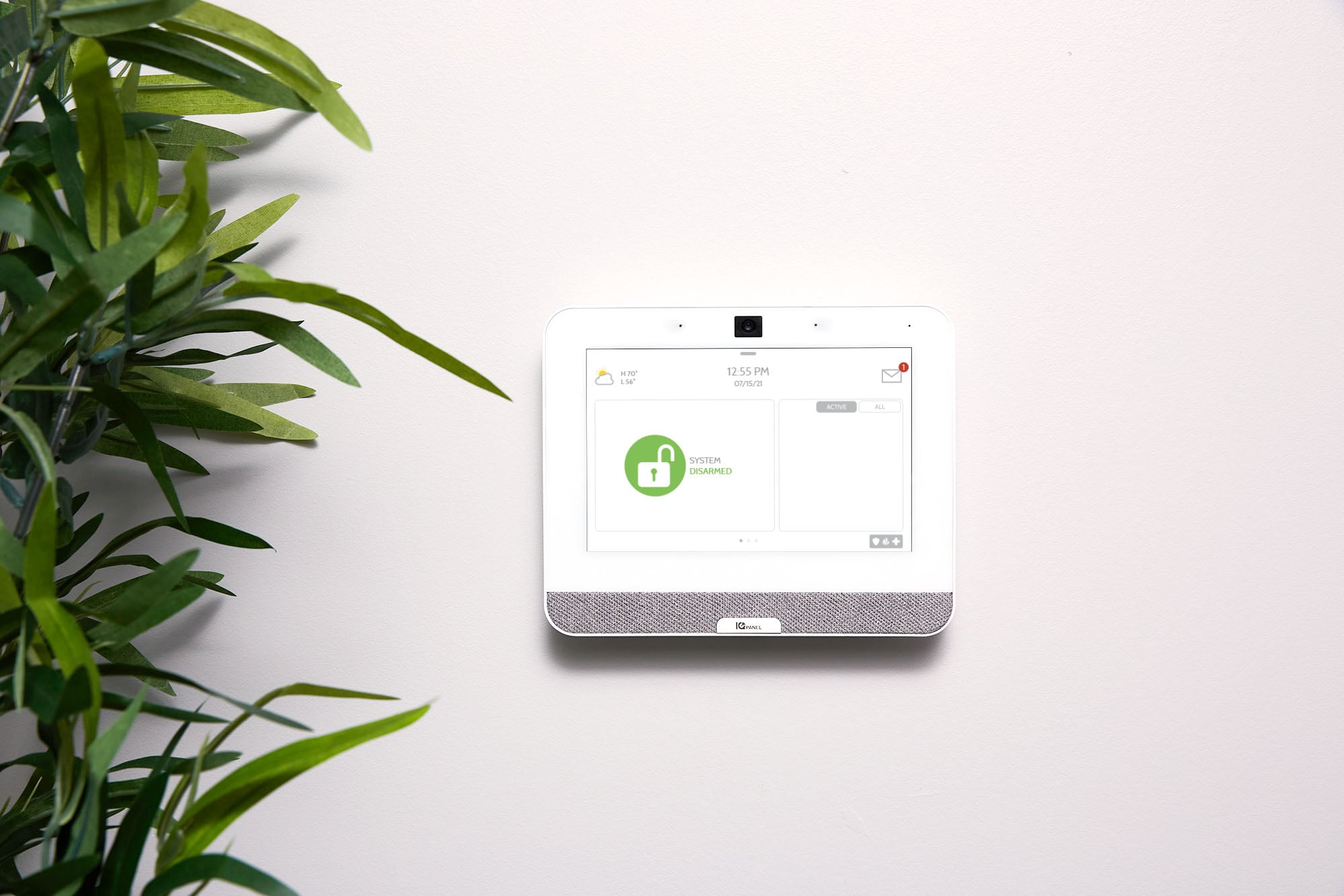 LoVolta 24/7 central station alarm monitoring keypad with armed status indicator